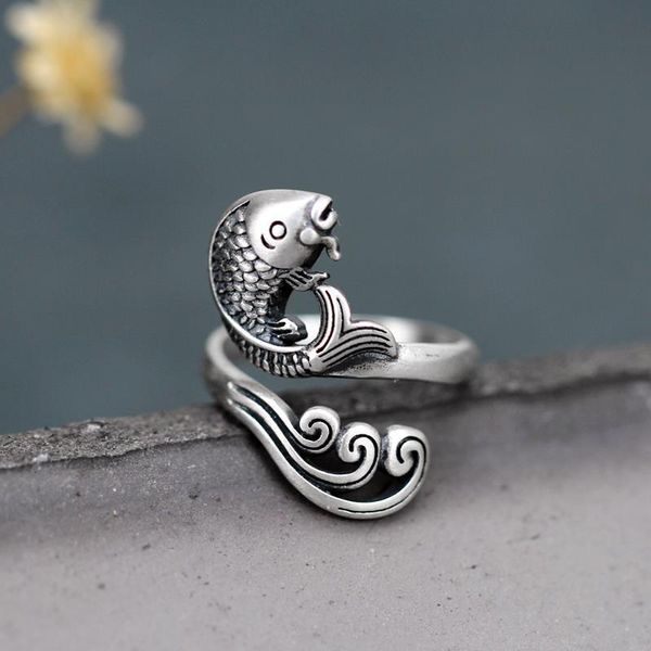 cluster rings s925 real silver retro fish open ring for women girl solid classical folklore jumping jewerly, Golden;silver
cluster rings s925 real silver retro fish open ring for women girl solid classical folklore jumping jewerly, Golden;silver