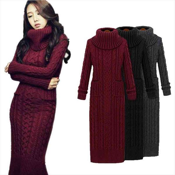 women turtleneck stretch long sweater dress winter thicken warm twist pull jumpers knit pullover with pocket femme, White;black
women turtleneck stretch long sweater dress winter thicken warm twist pull jumpers knit pullover with pocket femme, White;black