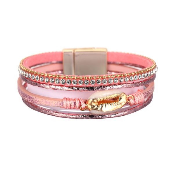 fashion national style pu leather bracelet stick diamond exquisite conch decoration women's bracelet, Black
fashion national style pu leather bracelet stick diamond exquisite conch decoration women's bracelet, Black