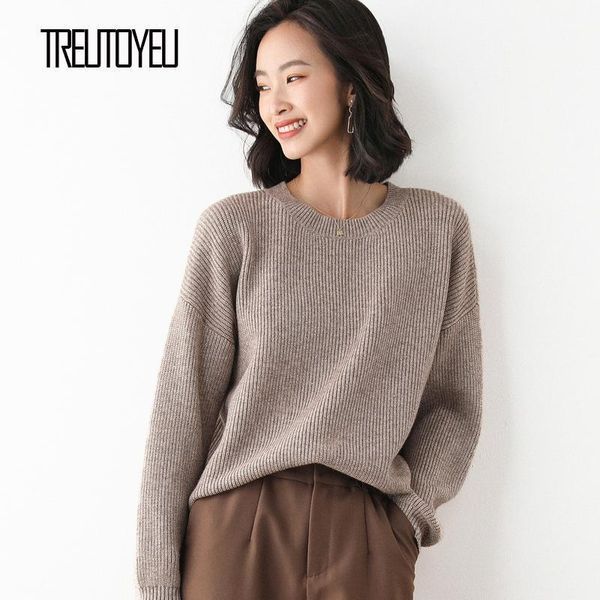treutoyeu olive cashmere knitted sweater women 2021 winter autumn korean o-neck long sleeve loose pullover jumper femme jacket women's, White;black
treutoyeu olive cashmere knitted sweater women 2021 winter autumn korean o-neck long sleeve loose pullover jumper femme jacket women's, White;black