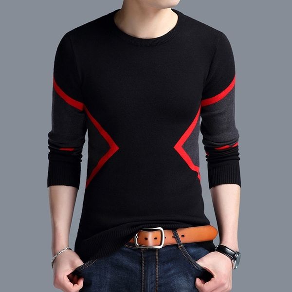 2019 new autumn winter fashion clothing men's sweaters breathable slim fit men pullover contrast color knitted sweater, White;black 
2019 new autumn winter fashion clothing men's sweaters breathable slim fit men pullover contrast color knitted sweater, White;black