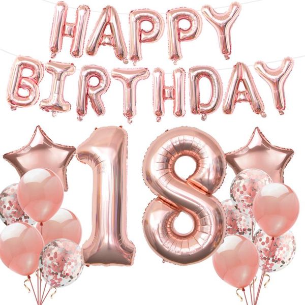 1set rose gold foil balloons 18th happy birthday cake er 18 years old anniversary decor kids party decoration
1set rose gold foil balloons 18th happy birthday cake er 18 years old anniversary decor kids party decoration