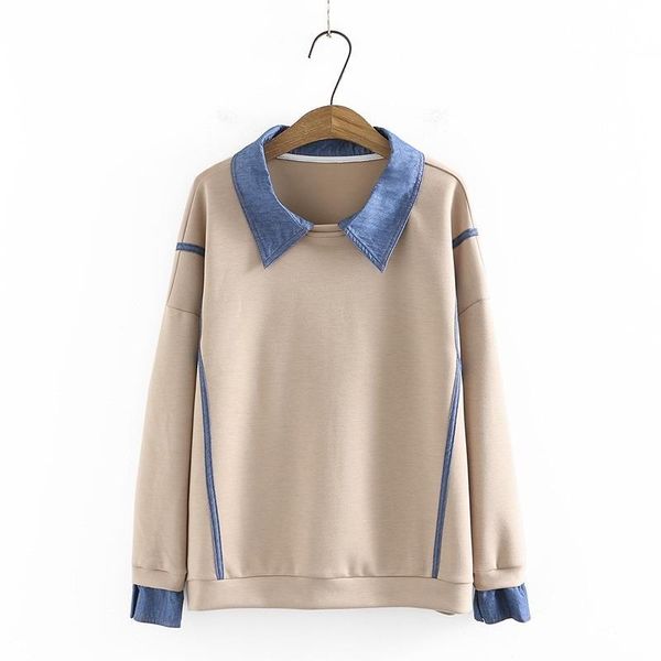 plus size t-shirt xl-3xl women's long sleeved turn-down collar patchwork hoodie fashion high street pullovers casual outerwear, Black
plus size t-shirt xl-3xl women's long sleeved turn-down collar patchwork hoodie fashion high street pullovers casual outerwear, Black