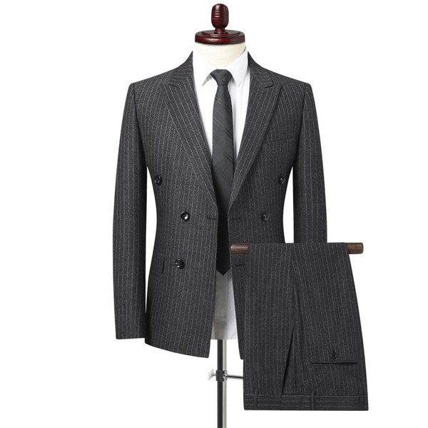 men's suits & blazers business blazer +vest +pants suit sets men fashion striped double breasted wedding set classic male, White;black
men's suits & blazers business blazer +vest +pants suit sets men fashion striped double breasted wedding set classic male, White;black