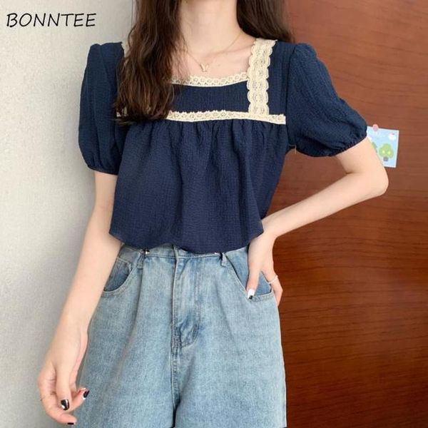 women's blouses & shirts women korean style fashion loose lace patchwork elegant square collar short sleeve preppy girls chiffon summe, White
women's blouses & shirts women korean style fashion loose lace patchwork elegant square collar short sleeve preppy girls chiffon summe, White