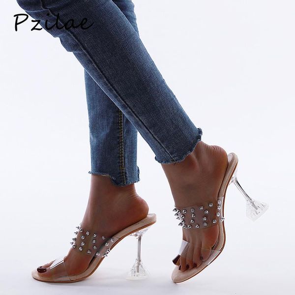 slippers pzilae 2021 fashion women summer sandals pvc open toe high heels transparent crystal heel rivet size 41, Black
slippers pzilae 2021 fashion women summer sandals pvc open toe high heels transparent crystal heel rivet size 41, Black