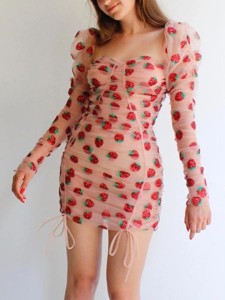 summer fashion pink strawberry mesh dress women female bodycon long sleeve transparent mini sundresses casual dresses, Black;gray
summer fashion pink strawberry mesh dress women female bodycon long sleeve transparent mini sundresses casual dresses, Black;gray