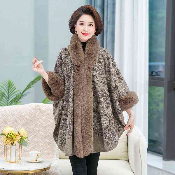 fashion hooded shawl cloak femme autumn winter mitation fur collar knitted cape coat plus size bat sleeve warm poncho women 2022 h1123, Blue;gray
fashion hooded shawl cloak femme autumn winter mitation fur collar knitted cape coat plus size bat sleeve warm poncho women 2022 h1123, Blue;gray