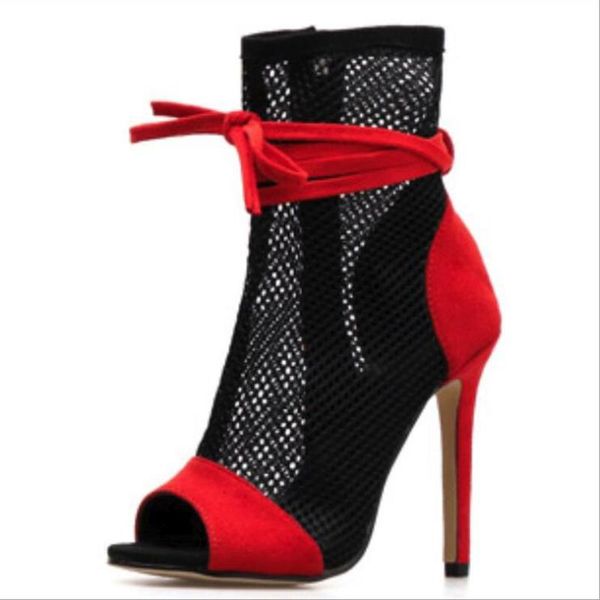 sandals summer zipper boots fashion hollow out mesh peep toe lace up women shoes high heel 11.5cm thin ladies, Black
sandals summer zipper boots fashion hollow out mesh peep toe lace up women shoes high heel 11.5cm thin ladies, Black