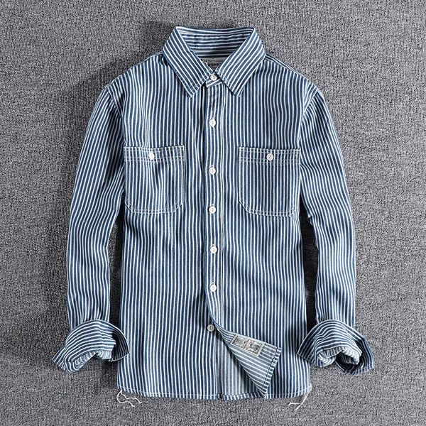 men's casual shirts 2021 heavyweight american khaki striped shirt long sleeve simple pocket fashion frock 165, White;black
men's casual shirts 2021 heavyweight american khaki striped shirt long sleeve simple pocket fashion frock 165, White;black