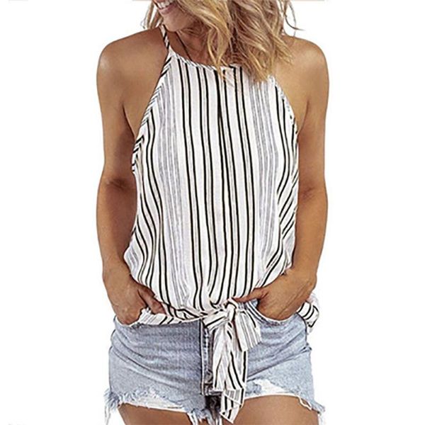 women's tanks & camis 573b womens summer halter off shoulder tank crew neck front tie knot camisole striped printed casual loose sling, White
women's tanks & camis 573b womens summer halter off shoulder tank crew neck front tie knot camisole striped printed casual loose sling, White