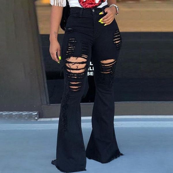 women's jeans xhkld high waist flare bell bottom ripped female push up denim skinny wide leg plus size holes pant, Blue
women's jeans xhkld high waist flare bell bottom ripped female push up denim skinny wide leg plus size holes pant, Blue