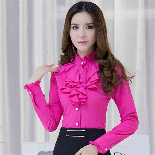 spring autumn korea fashion office lady chiffon shirt all-matched casual ruffles stand long sleeve white blouse plus size d187 210512
spring autumn korea fashion office lady chiffon shirt all-matched casual ruffles stand long sleeve white blouse plus size d187 210512