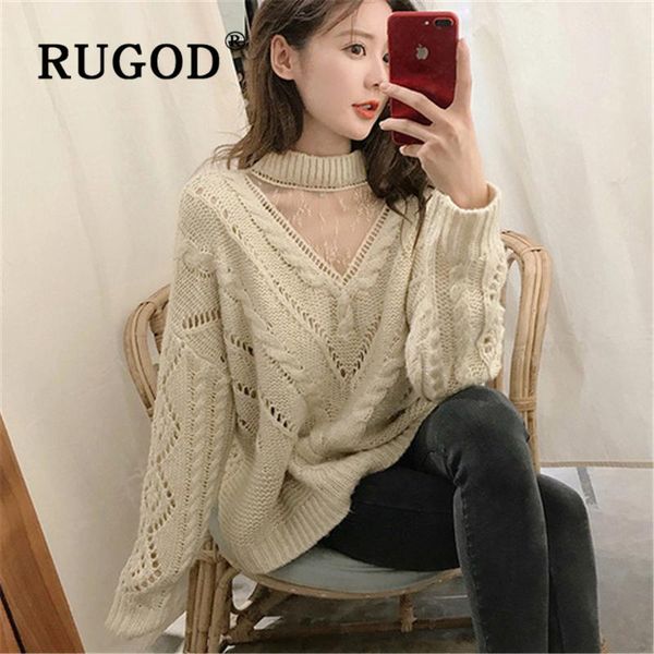 women's sweaters rugod lace mesh patchwork knitted women sweater korean chic round neck twisted pullovers fashion oversized wear, White;black
women's sweaters rugod lace mesh patchwork knitted women sweater korean chic round neck twisted pullovers fashion oversized wear, White;black