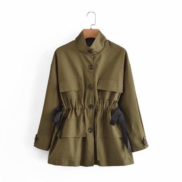 women's trench coats zxqj women 2021 fashion waist drawstring coat vintage stand-up long sleeve female outerwear chic, Tan;black
women's trench coats zxqj women 2021 fashion waist drawstring coat vintage stand-up long sleeve female outerwear chic, Tan;black