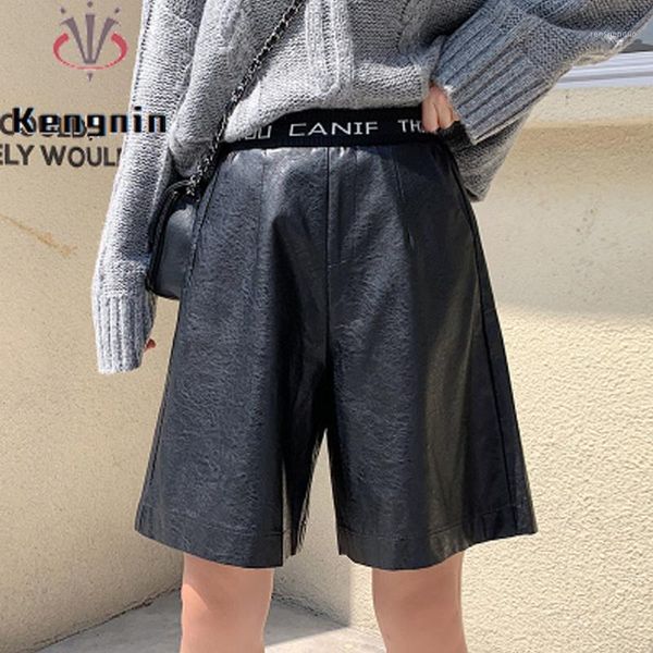 women's pants & capris spring 2021 autumn women knee length high waist loose ladies pu fake leather female half black color kn153, Black;white
women's pants & capris spring 2021 autumn women knee length high waist loose ladies pu fake leather female half black color kn153, Black;white