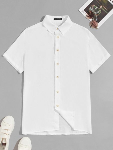 men solid drop shoulder shirt q6cv#, White;black 
men solid drop shoulder shirt q6cv#, White;black