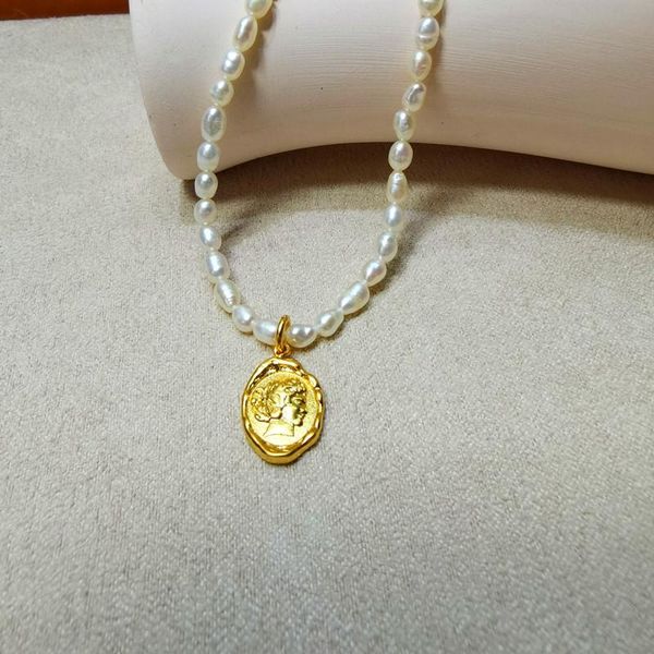 pendant necklaces europe and the united states simple retro collarbone chain french head goddess women's freshwater pearl necklace, Silver
pendant necklaces europe and the united states simple retro collarbone chain french head goddess women's freshwater pearl necklace, Silver