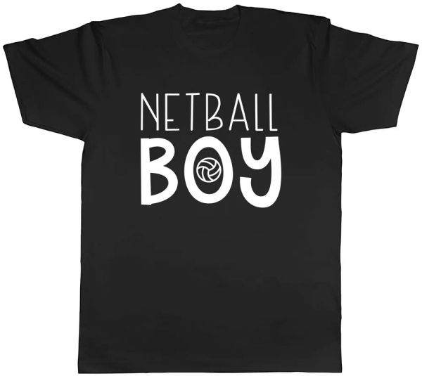 netball boy mens t-shirt tee, White;black