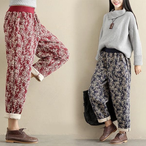 ethnic style trousers retro radish floral warm cotton women's pants thick quilted loose large size pantalones de mujer y393 & capris, Black;white
ethnic style trousers retro radish floral warm cotton women's pants thick quilted loose large size pantalones de mujer y393 & capris, Black;white
