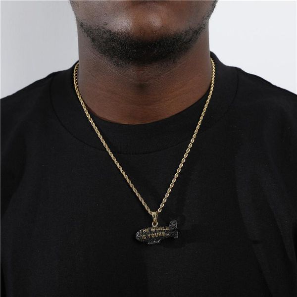 pendant necklaces hip hop bling iced out cubic zirconia stone missile the world is yours pendants with rope chain men charm jewelry, Silver
pendant necklaces hip hop bling iced out cubic zirconia stone missile the world is yours pendants with rope chain men charm jewelry, Silver