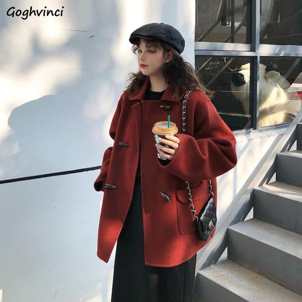 women's wool & blends women coats solid horn button loose female leisure warm autumn outwear overcoat korean style sweet winter coat, Black
women's wool & blends women coats solid horn button loose female leisure warm autumn outwear overcoat korean style sweet winter coat, Black