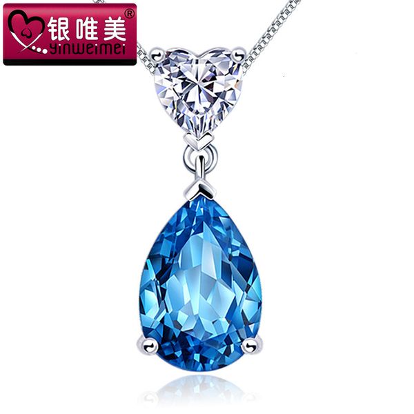 925 sterling sier diamond blue water drop pendant natural z necklace jewelry gift, White
925 sterling sier diamond blue water drop pendant natural z necklace jewelry gift, White