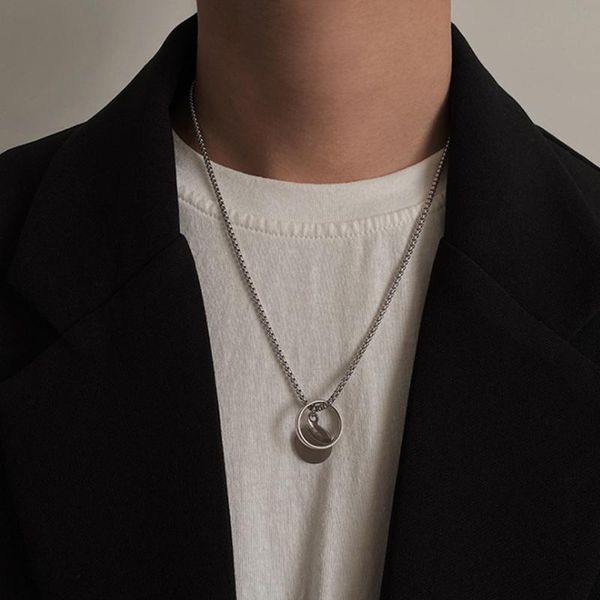 pendant necklaces girl trend punk ring necklace stainless steel wild iron goth hip hop for women, Silver
pendant necklaces girl trend punk ring necklace stainless steel wild iron goth hip hop for women, Silver