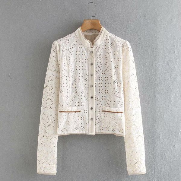 women's jackets 2021 summer women thin coats long sleeve pockets embroidery hollow out splice female vintage jacket outerwear clothing, Black;brown
women's jackets 2021 summer women thin coats long sleeve pockets embroidery hollow out splice female vintage jacket outerwear clothing, Black;brown