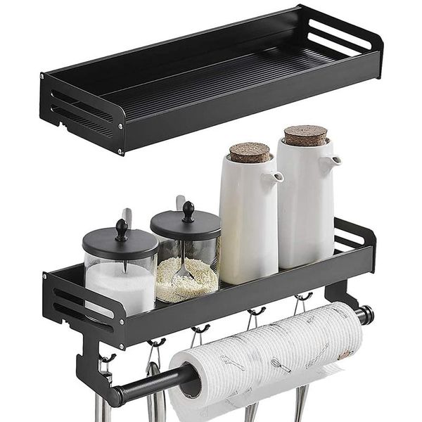 kitchen storage & organization spice rack with paper towel holder for 15.7 in,wall mounted 2 tier bathroom shelves bar and 5 hooks
kitchen storage & organization spice rack with paper towel holder for 15.7 in,wall mounted 2 tier bathroom shelves bar and 5 hooks