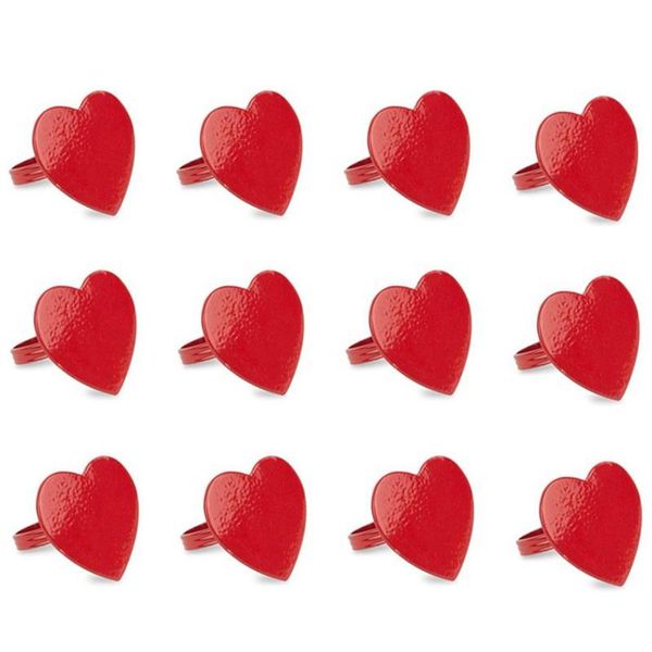 heart napkin rings for valentine 's day, love metal serviette buckles mother father day,party(12 pcs)