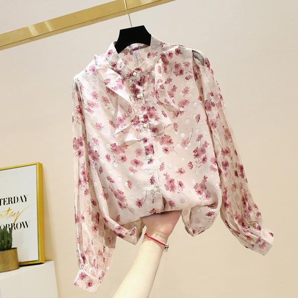 women's blouses & shirts spring autumn blouse korean retro round neck print ruffled lantern sleeve chiffon loose female de791, White
women's blouses & shirts spring autumn blouse korean retro round neck print ruffled lantern sleeve chiffon loose female de791, White