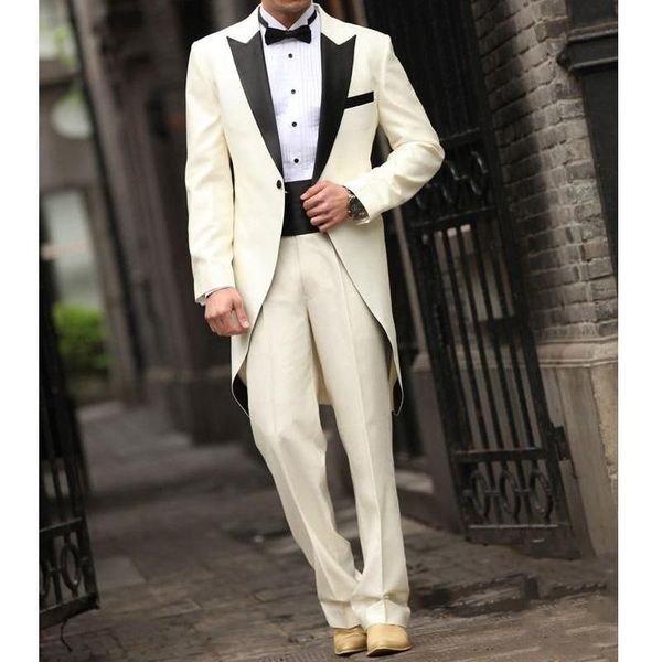 men's suits & blazers 2 piece men tail coat for wedding with beige pants custom man fashion groom tuxedo black peaked lapel costume jac, White;black
men's suits & blazers 2 piece men tail coat for wedding with beige pants custom man fashion groom tuxedo black peaked lapel costume jac, White;black