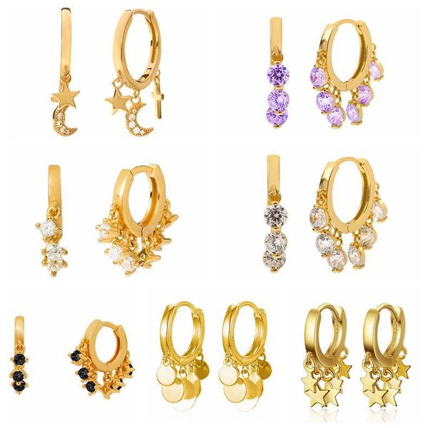 hoop & huggie luxury sparkling solid 925silver ear buckle hanging pendientes earrings fine jewelry for lovers' couples party engagement, Golden;silver
hoop & huggie luxury sparkling solid 925silver ear buckle hanging pendientes earrings fine jewelry for lovers' couples party engagement, Golden;silver