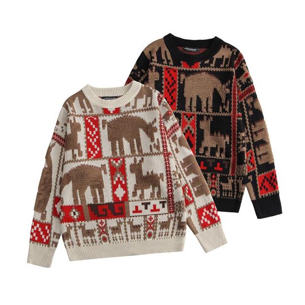 men's sweaters color matching christmas trend round neck long sleeve couple outfit pullover autumn and winter men sweater hedging, White;black
men's sweaters color matching christmas trend round neck long sleeve couple outfit pullover autumn and winter men sweater hedging, White;black