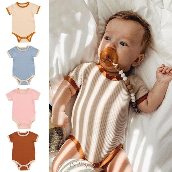 jumpsuits baby boy and girl jumpsuit summer triangle bag farts, short-sleeved romper, Blue