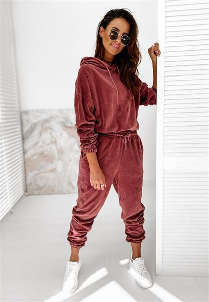 women's two piece pants velvet tracksuit women set spring autumn clothes long sleeve solid hoodie pullover sweatshirt + leisure suit, White
women's two piece pants velvet tracksuit women set spring autumn clothes long sleeve solid hoodie pullover sweatshirt + leisure suit, White