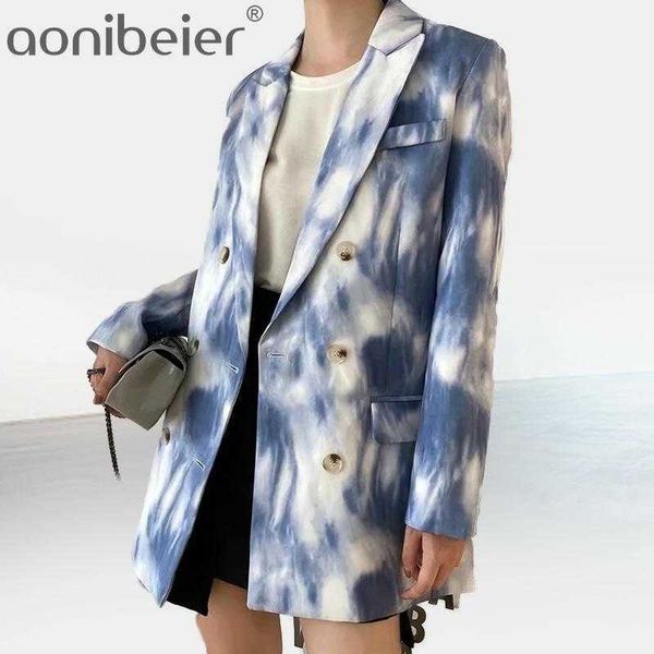 women fashion single button tie-dye print blazer coat vintage long sleeve pockets female outerwear chic 210604, White;black
women fashion single button tie-dye print blazer coat vintage long sleeve pockets female outerwear chic 210604, White;black