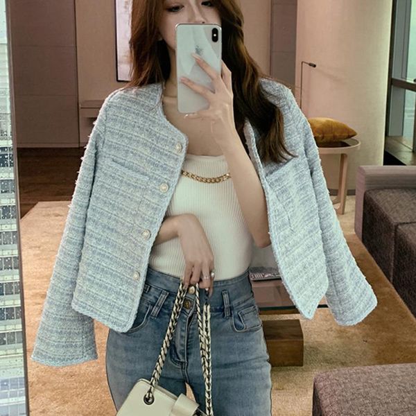 women's jackets autumn winter fashion streetwear tweed short jacket coat women korean chic long sleeve vintage plaid outwear female cro, Black;brown
women's jackets autumn winter fashion streetwear tweed short jacket coat women korean chic long sleeve vintage plaid outwear female cro, Black;brown