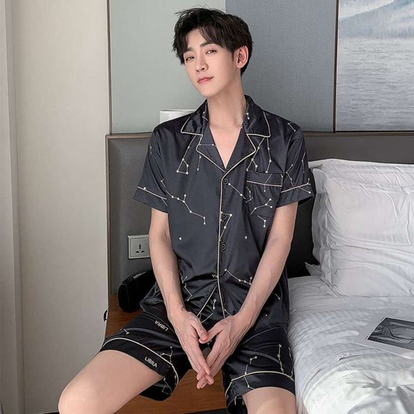summer plus size 2021 short mouth side satine pyjamas sets for men korean nightwear pak pajamas lounge wear homewear home clothing, Black;brown
summer plus size 2021 short mouth side satine pyjamas sets for men korean nightwear pak pajamas lounge wear homewear home clothing, Black;brown