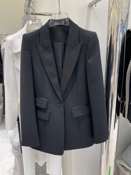 women's suits & blazers high street est 2021 designer jacket single button diamonds beaded blazer, White;black
women's suits & blazers high street est 2021 designer jacket single button diamonds beaded blazer, White;black