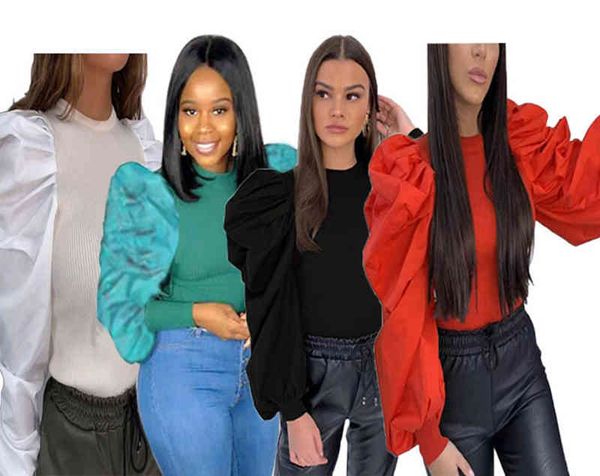 women's t-shirt europe and america fashion women temperament bubble o-neck solid color blouse cotton long sleeve, White
women's t-shirt europe and america fashion women temperament bubble o-neck solid color blouse cotton long sleeve, White