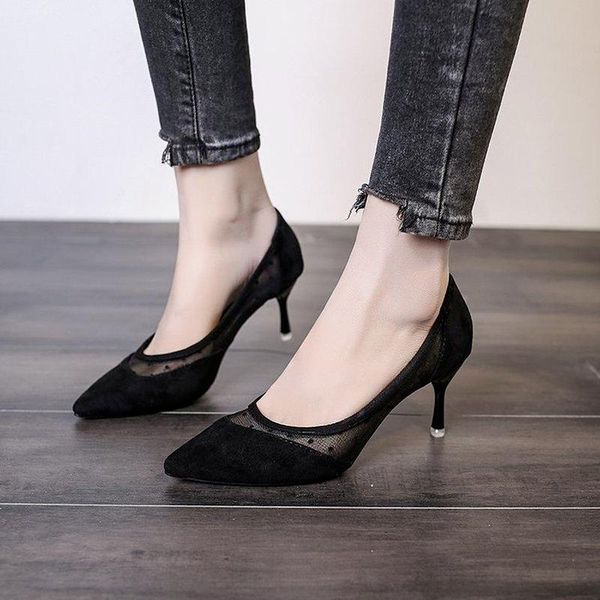 dress shoes high heels ladies fashion black sheepskin party summer shallow mouth female woman