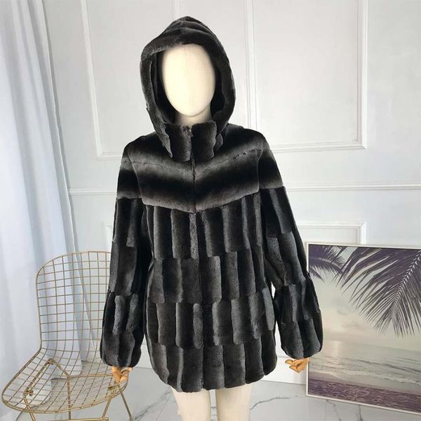women's fur & faux splicing real rex hooded coat female jacket winter warm fashion overcoat, Black
women's fur & faux splicing real rex hooded coat female jacket winter warm fashion overcoat, Black