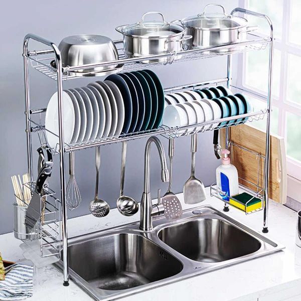 kitchen storage & organization 2 layers dish drying rack over the sink shelf counter-space saver stand tableware drainer organizer steel
kitchen storage & organization 2 layers dish drying rack over the sink shelf counter-space saver stand tableware drainer organizer steel