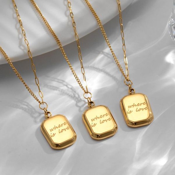 pendant necklaces chocolate ab chain titanium steel necklace love small quare collarbone plated gold jewelry for women gift, Silver
pendant necklaces chocolate ab chain titanium steel necklace love small quare collarbone plated gold jewelry for women gift, Silver
