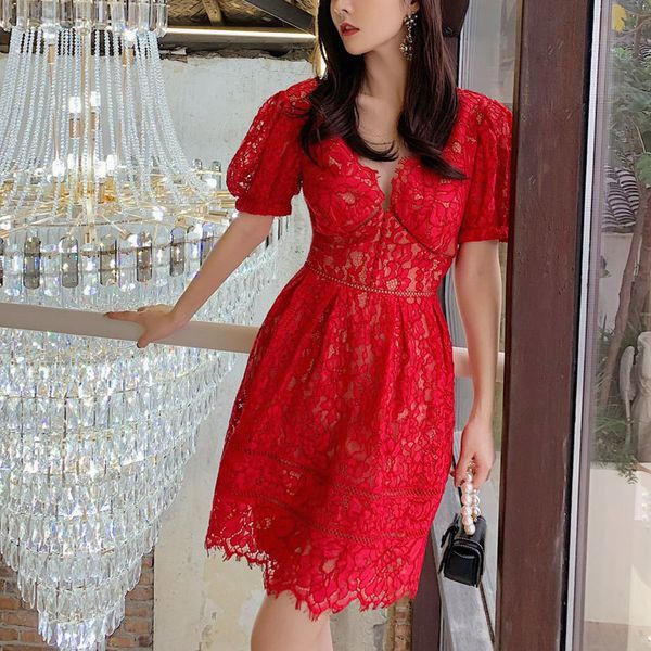 casual dresses women summer elegant lace high waist vestidos short sleeve v-neck party red lowh, Black;gray
casual dresses women summer elegant lace high waist vestidos short sleeve v-neck party red lowh, Black;gray