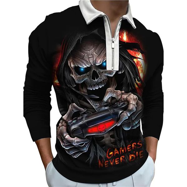 vicious skull mens zipper long sleeve polo shirt, comfortable, breathable, fashionable and cool, daily business trip, work party, White;black
vicious skull mens zipper long sleeve polo shirt, comfortable, breathable, fashionable and cool, daily business trip, work party, White;black