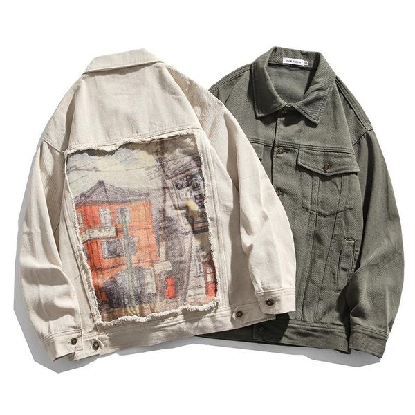 men's jackets vintage print denim jacket men clothing safari style patchwork hip hop casual loose jean streetwear outwear coats, Black;brown
men's jackets vintage print denim jacket men clothing safari style patchwork hip hop casual loose jean streetwear outwear coats, Black;brown
