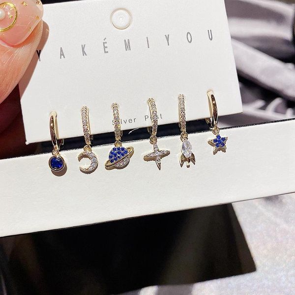 dangle & chandelier migga 6pcs mix blue cubic zircon crystal star rocket drop earrings pack gold color huggie for women, Silver
dangle & chandelier migga 6pcs mix blue cubic zircon crystal star rocket drop earrings pack gold color huggie for women, Silver